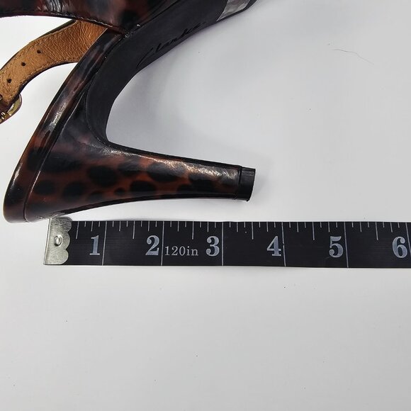 Clarks Artisan Women's Patent Leather Leopard Open Toe Sling Back Heels Size 7M - Picture 7 of 11